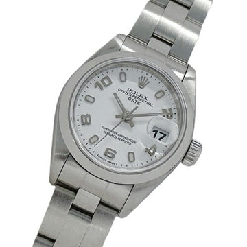 ROLEX Oyster Perpetual Date 69160 A number wristwatch ladies automatic winding AT stainless steel SS silver white polished
