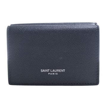 SAINT LAURENT Leather Tri-fold Wallet 459996 Black Ladies