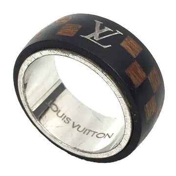 LOUIS VUITTON Damier wood ring M99167 #58 SS x brown