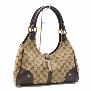 Gucci Shoulder Bag New Jackie Women's Beige Brown GG Canvas Leather 124407