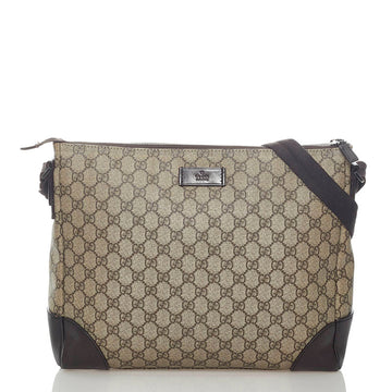Gucci GG Supreme Shoulder Bag 110054 Beige Brown PVC Leather Ladies GUCCI