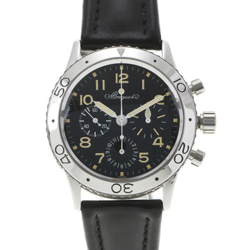 BREGUET Type XX Aeronaval Early 3800ST Men's SS/Leather Watch Automatic Winding Black Dial