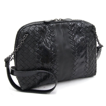 Bottega Veneta Shoulder Bag Intrecciato Nodini 245354 Black Leather Ayers Women's Snake