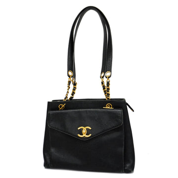 CHANELAuth  Women's Caviar Leather Shoulder Bag,Tote Bag Black