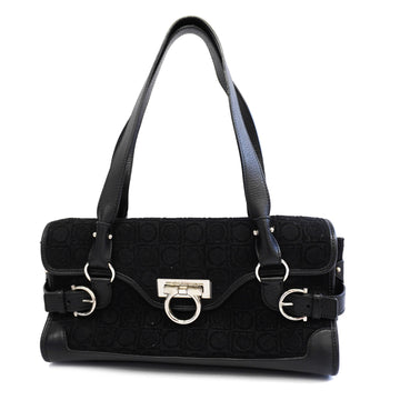 SALVATORE FERRAGAMOAuth  Gancini Handbag Women's Suede,Leather Black