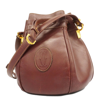 CARTIERAuth  Must Shoulder Bag Women's Leather Bordeaux