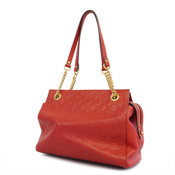 GUCCIAuth  Sima 453773 Women's Leather Handbag,Tote Bag Red Color