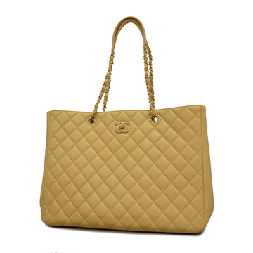 Chanel Matelasse Chain Tote Women's Leather Tote Bag Beige