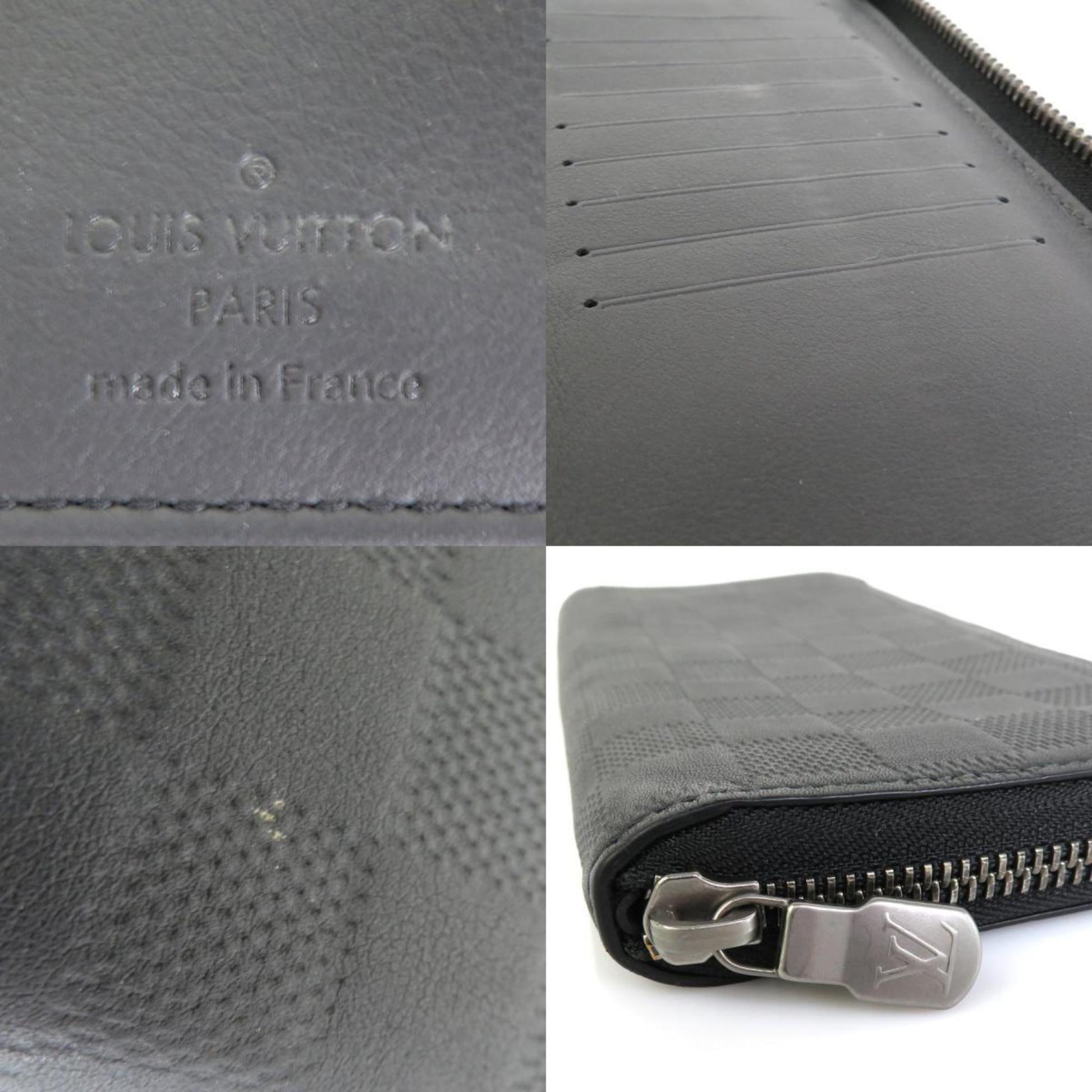 Louis Vuitton Round Long Wallet Damier Anfini Zippy Vertical N63548 Onyx  Men's Noir LOUIS VUITTON