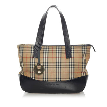 Burberry Nova Check Shadow Horse Handbag Beige Black Canvas Leather Ladies BURBERRY