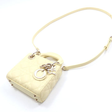 CHRISTIAN DIOR Handbag Lady Micro Ladies Yellow Lambskin S0856ONGE Shoulder Bag Cannage