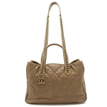 CHANEL tote bag handbag shoulder caviar skin leather mocha brown