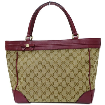 GUCCI Bag Ladies Tote Handbag GG Canvas Leather Brown Bordeaux 257061