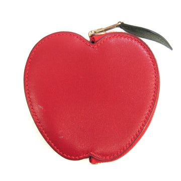 HERMES Apple Women's Leather Coin Purse/coin Case Green,Red Color