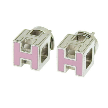 HERMES H Cube Cage Ash Earrings Pink Ladies