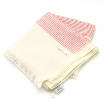 HERMES Horizon Stole Shawl Striped Pattern 100% Cashmere Beige Pink Gradation