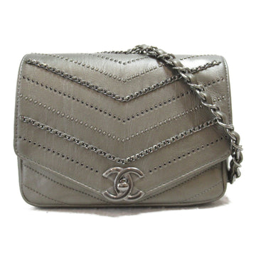 CHANEL ChainShoulder Bag Silver Bronze Lambskin [sheep leather]