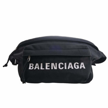 BALENCIAGA Nylon WHEEL Body Bag Waist Pouch 533009 Black Women's