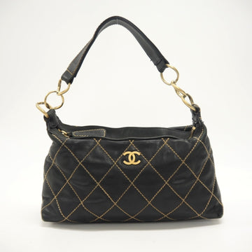 CHANEL Wild Stitch Handbag Black Ladies