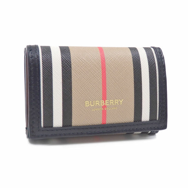 Burberry Beige E-Canvas Icon Stripe Sidney Trifold Card Holder Burberry