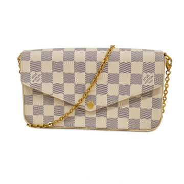 LOUIS VUITTON Shoulder Wallet Damier Azur Pochette Felicie N63106 White Ladies