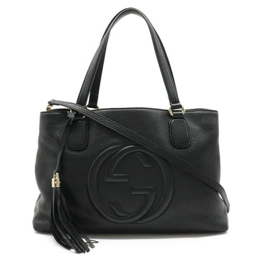 Gucci Soho Working Tote Bag Shoulder Tassel Leather Black 308363