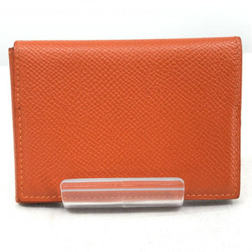HERMES Kournesee card case orange leather