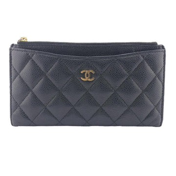 CHANEL Matelasse Caviar Skin Wallet/Coin Case Black Women's Z0005383