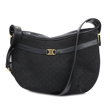 CELINE Shoulder Bag Macadam Nylon Canvas Black Gold Hardware Women's