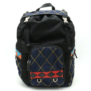 PRADA Quilted Backpack Rucksack Nylon Leather BALTICO Navy Multicolor Boutique Purchased Item 1BZ039