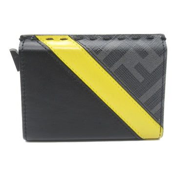 FENDI Card Case Black PVC coated canvas leather 7M0302