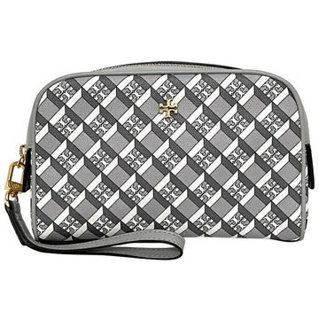TORY BURCH Pouch Gray Geo 87926 PVC Leather  Ladies