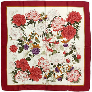 GUCCI large scarf red white silk 100%  flower garden ladies fashion