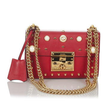 Gucci Chain Shoulder Bag 432182 Red Leather Ladies