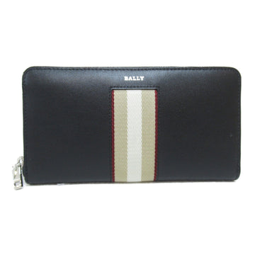 BALLY Round long wallet Black leather 6302797