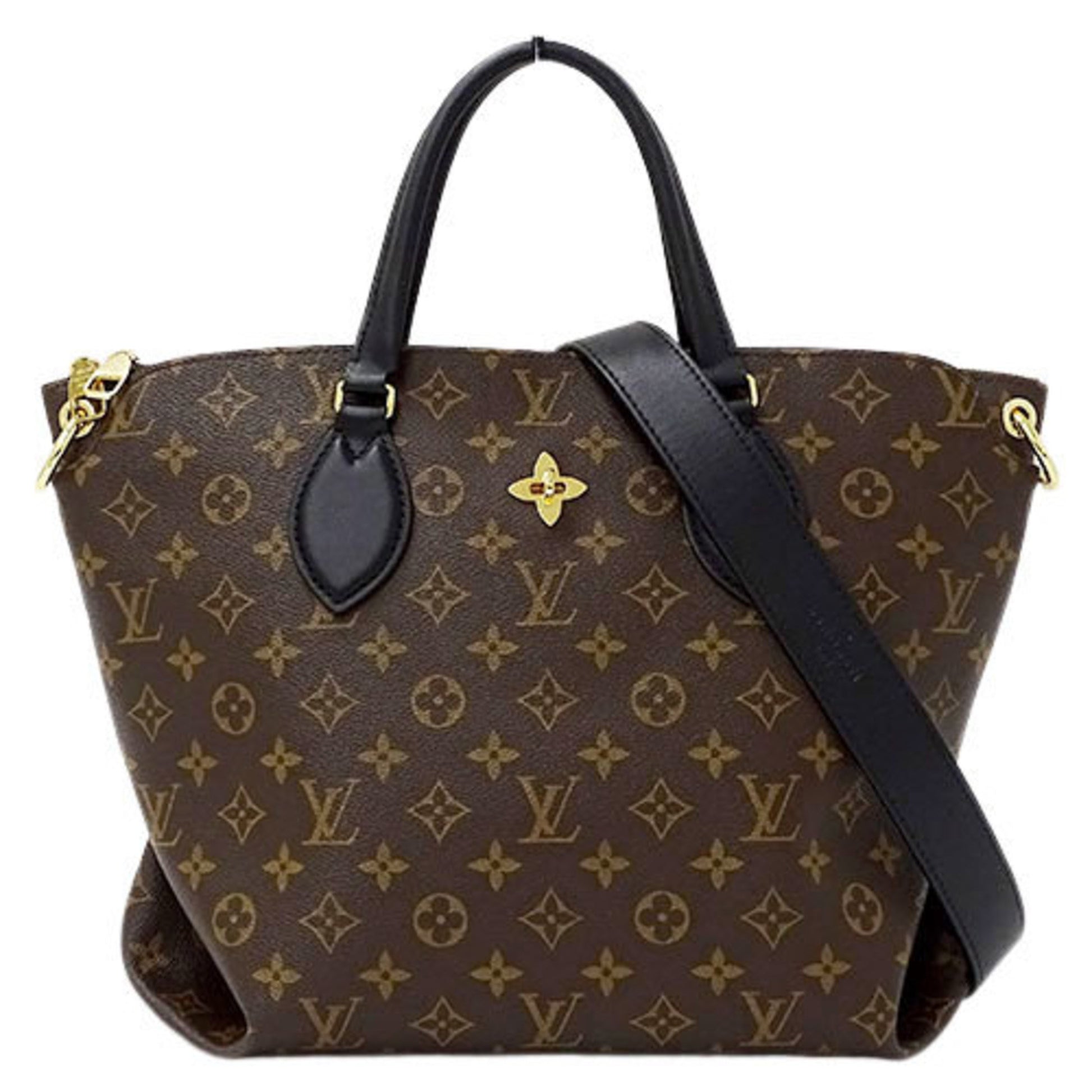 Louis Vuitton Flower Zipped mm Monogram Canvas Tote Bag Noir