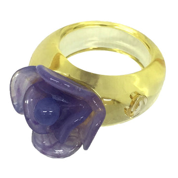 CHANEL Camellia Ring Plastic Daily Size Approx. 13 Flower 01 P Purple x Yellow  Women's