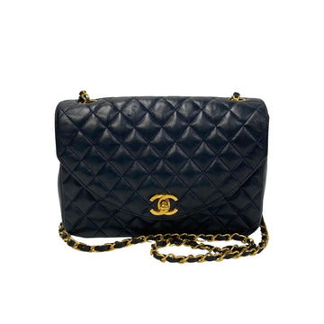 CHANEL Matelasse Coco Mark Lambskin Leather Chain Shoulder Bag Navy 453-1