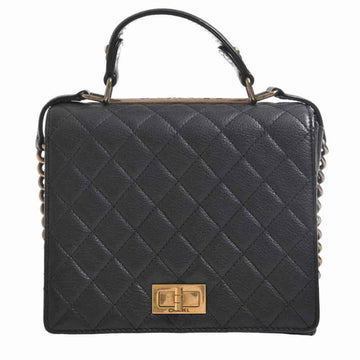 Chanel leather 2.55 matelasse chain shoulder bag black