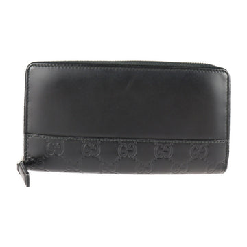 GUCCI Shima Long Wallet 408839 Leather Black Round Zipper