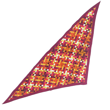 HERMES POINTU Pointu Pointe BOLDUC AU CARRE Borduk ribbon pattern triangular scarf muffler 100% silk SOIE VINTAGE Bandana ROSE INDIEN / GRENADINE JAUNE FL