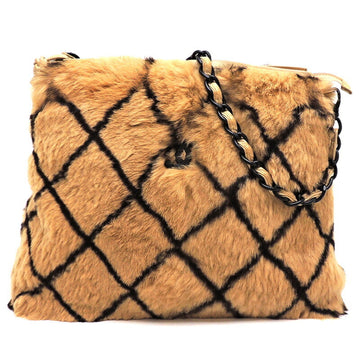 CHANEL Lapin Matelasse Chain Shoulder Women's Bag Beige