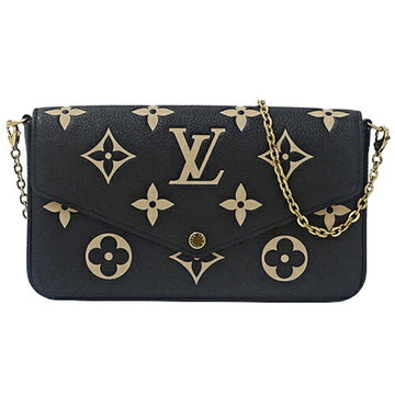 LOUIS VUITTON Bag Monogram Implant Women's Shoulder Clutch Pouch 2way Pochette Felicity Black Beige M82479 Chain