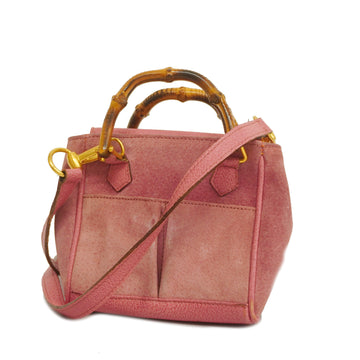 GUCCIAuth  Bamboo 2way Bag 007 123 0238 Women's Suede Pink