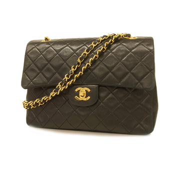 Chanel Shoulder Bag Matelasse W Flap W Chain Lambskin Black Gold metal