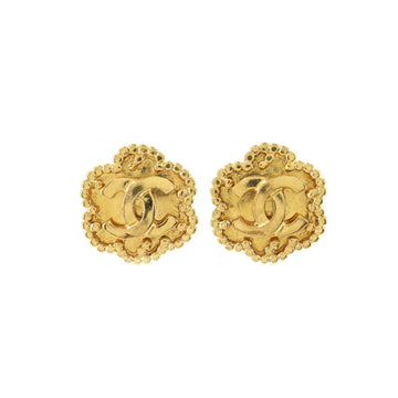 Chanel flower here mark earrings gold 96A accessories vintage