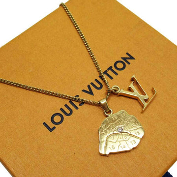 Louis Vuitton Necklace Collier Map LV Initial City Gold Clear Stone M68261