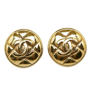 CHANEL Matelasse Earrings Gold Plated Women's