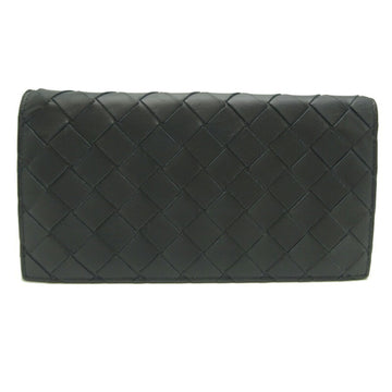 Bottega Veneta Intrecciato Long Wallet Men's Bifold Calf Black/Glass