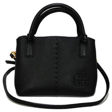 TORY BURCH Handbag McGlow Mini Satchel Stitch Die Cut Logo 2WAY Shoulder Bag Double T Black 80792 Women's